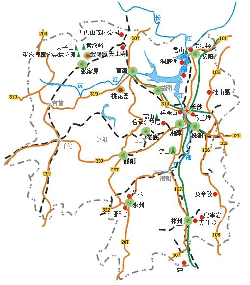 南岳衡山交通旅游图 南岳衡山交通旅游图