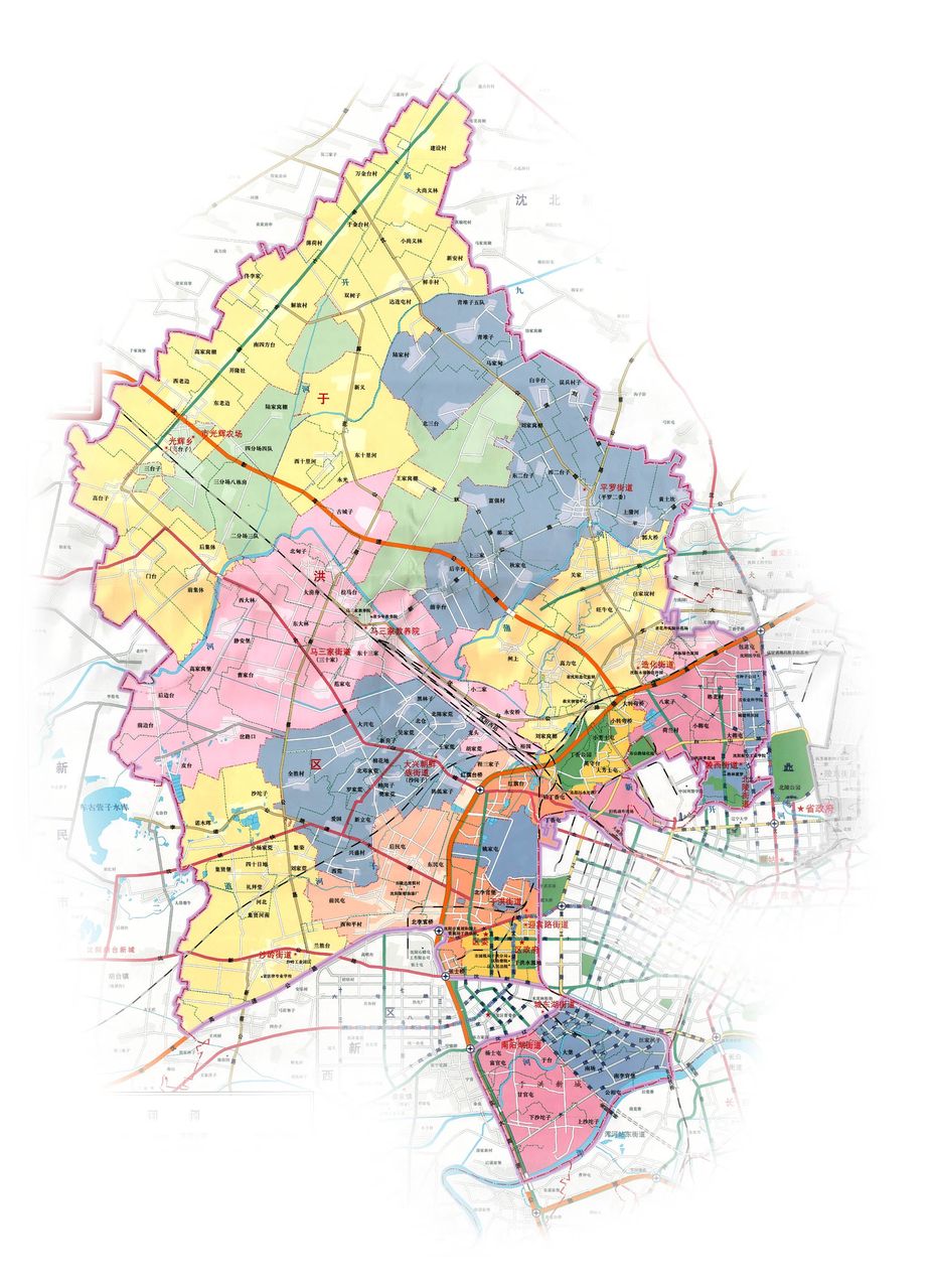 于洪区政区图 于洪区政区图