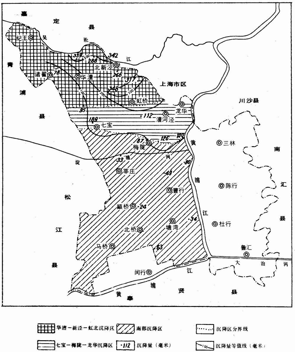 上海县地面沉降图 上海县地面沉降图